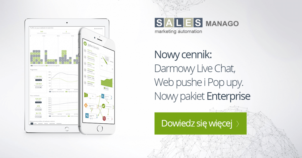 Nowy cennik: Darmowy Live Chat, Web pushe i Pop upy. Nowy pakiet Enterprise.